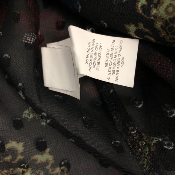 Lucky Brand Swiss Dot Peplum Bell Sleeve Sheer Top - Picture 7 of 7